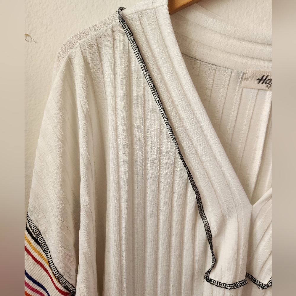 Haptics By‎ Holly Harper Short Sleeve Top Reverse Stitch Rainbow Sleeves XL - Picture 5 of 7